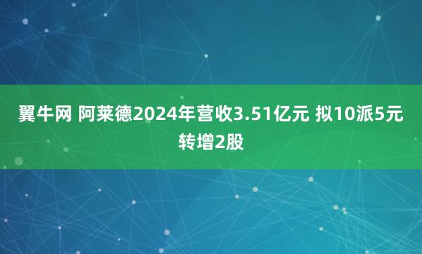 翼牛网 阿莱德2024年营收3.51亿元 拟10派5元转增2股