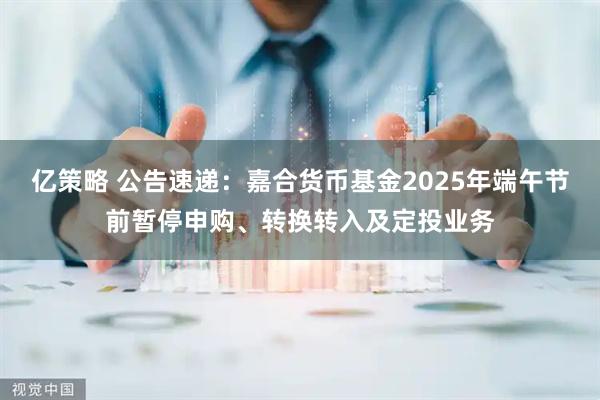 亿策略 公告速递：嘉合货币基金2025年端午节前暂停申购、转换转入及定投业务